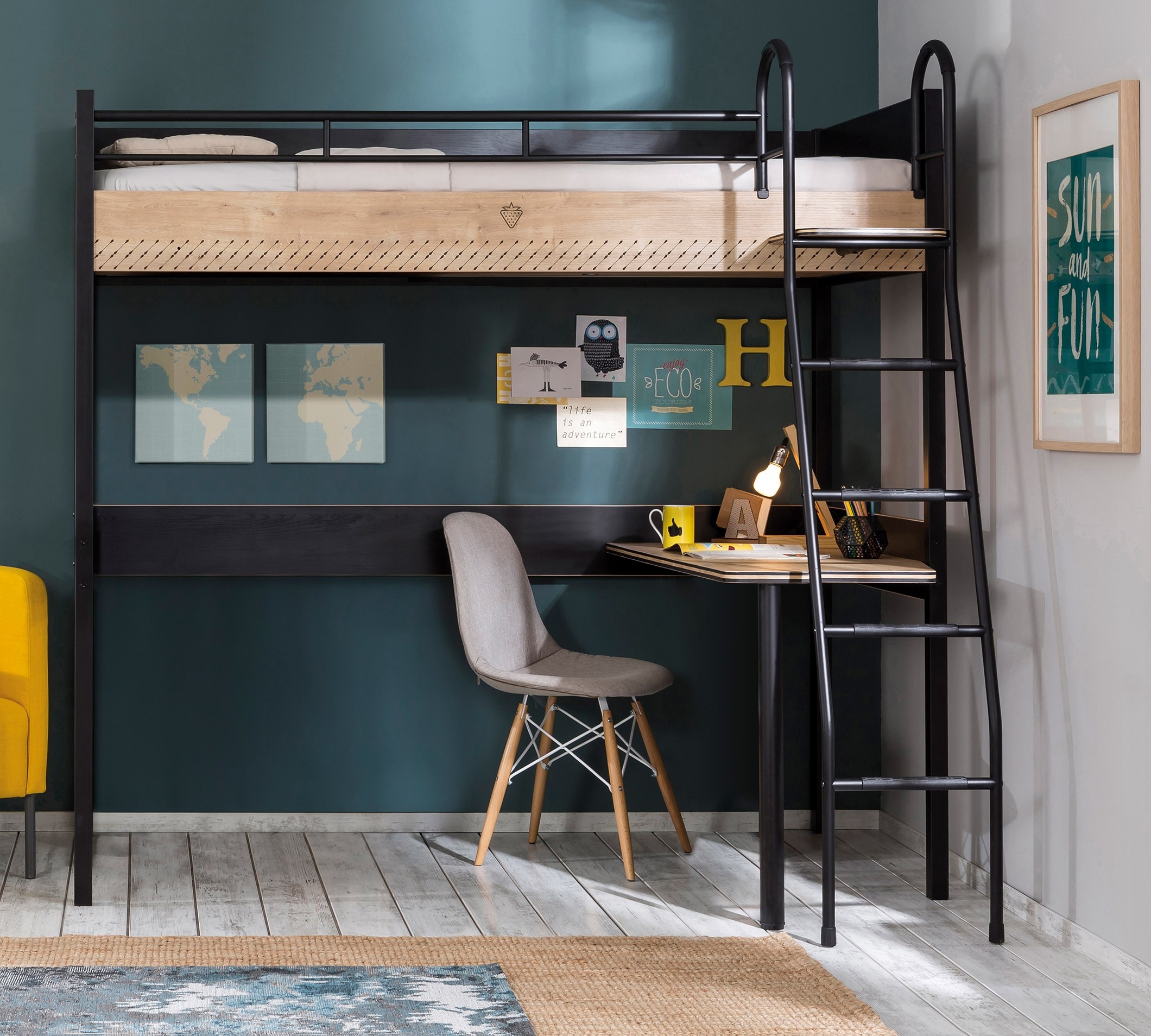 loft bed with work area