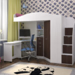 loft bed with work area and wardrobe