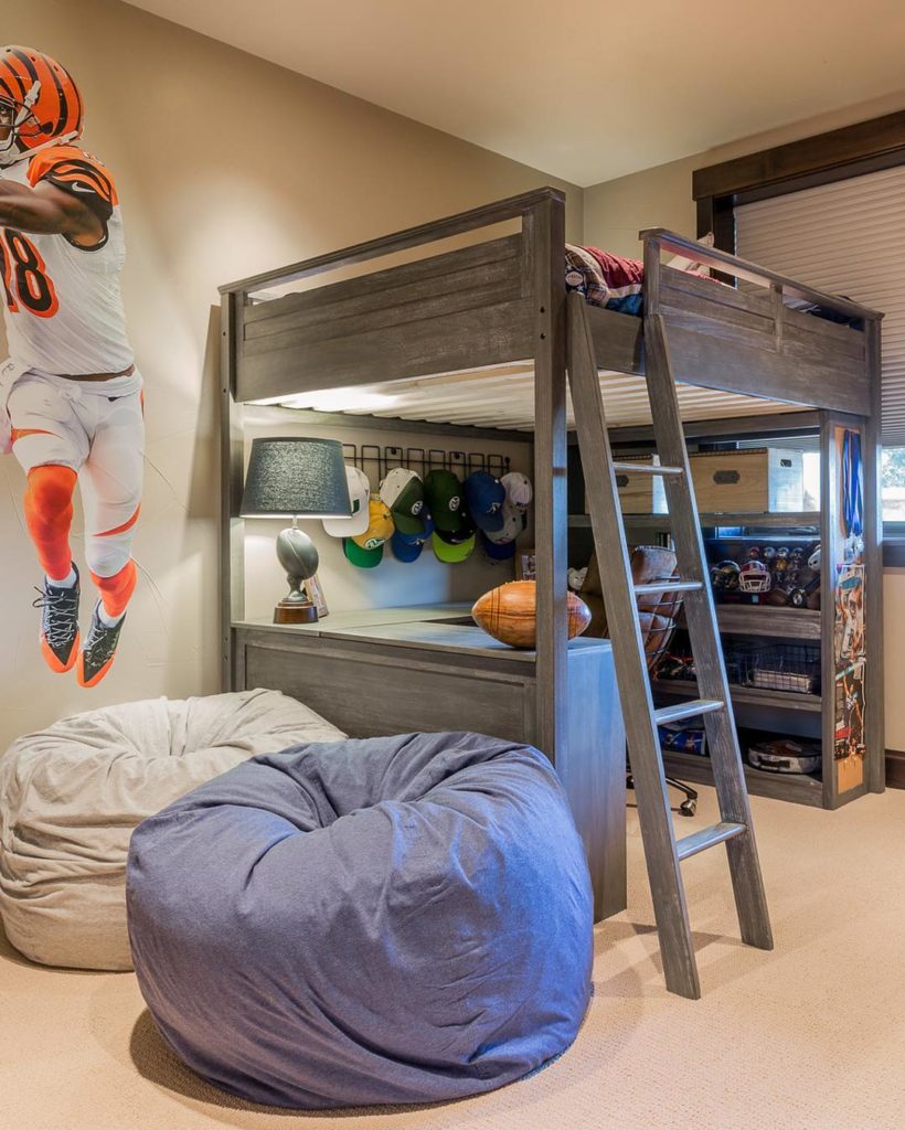 loft bed with a work area in the interior