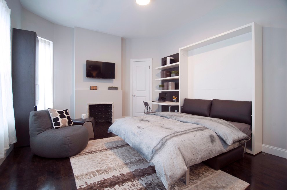 folding bed built into the wardrobe