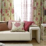 curtains in the living room with a floral pattern