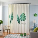 curtains in the living room with leaves