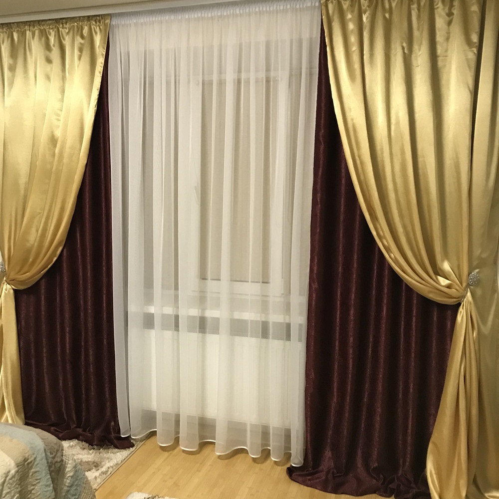 combined curtains in the living room