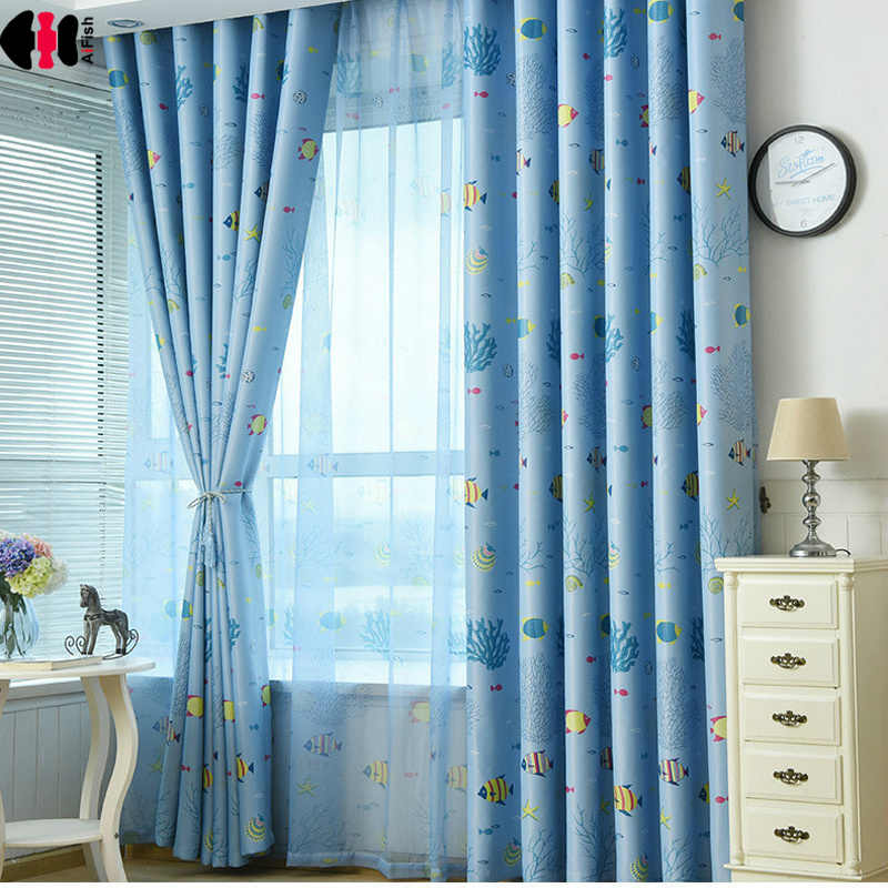 blue curtains for boy's room