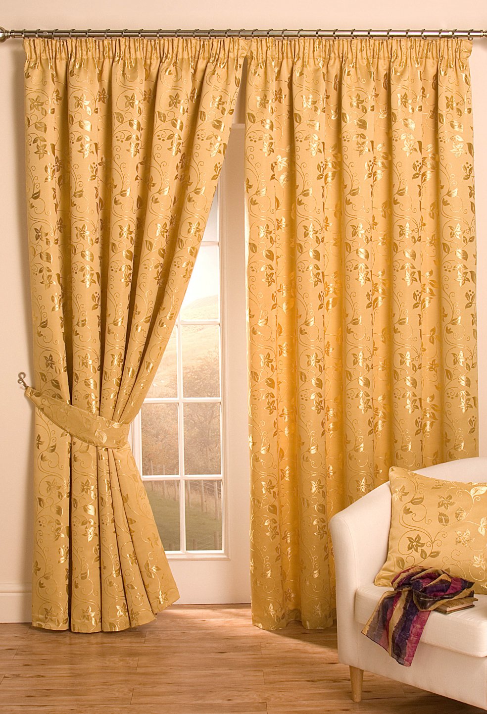 plain curtains gold