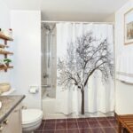 fabric curtain for bathroom decor photo