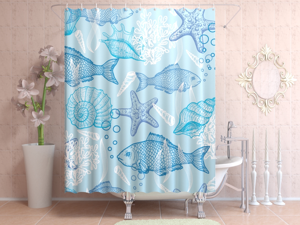 fabric curtain for bathroom design photo