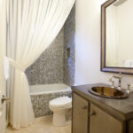 fabric curtain for bathroom decor photo