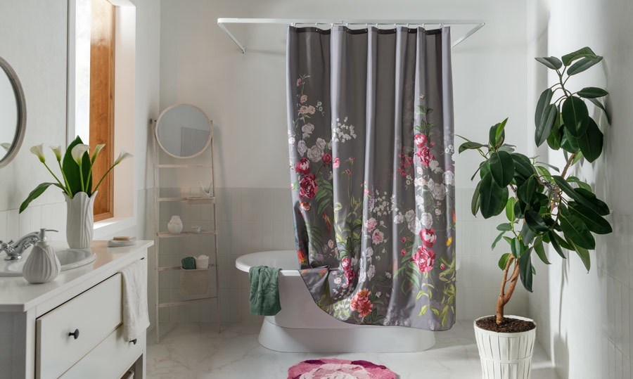 fabric curtain for bathroom design ideas