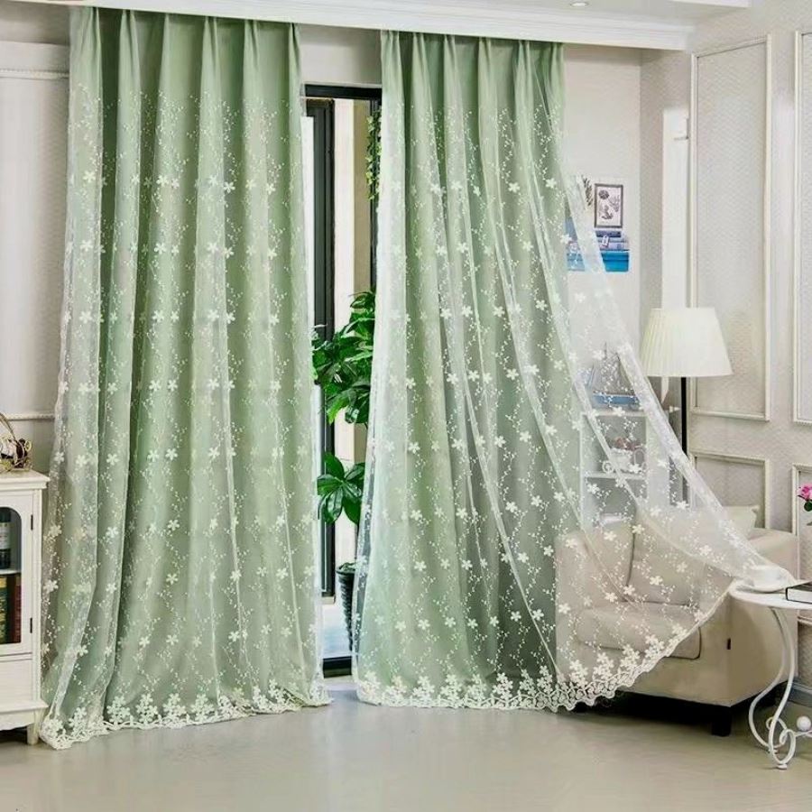 tulle over curtains