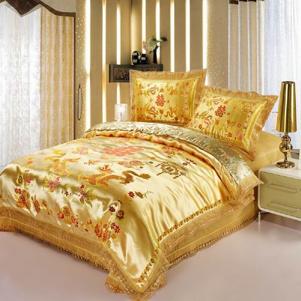 selection of satin bedding