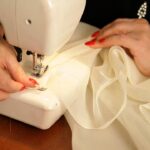 sewing french curtains on a typewriter