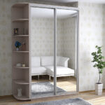 mirrored wardrobe with shelves