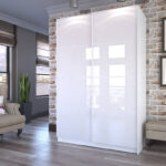 armoire coulissante blanc brillant