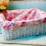 wicker box with pink lining