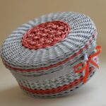 round wicker box with bow