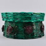 wicker box green round