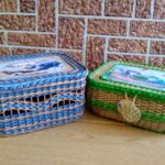 wicker box blue and green