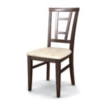 wooden chair with white seat