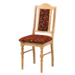 wooden chair with brown upholstery