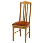 wooden chair with brown seat