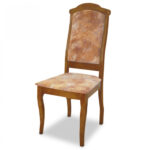 wooden chair with beige upholstery