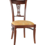 upholstered wooden chair with carved back