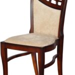 wooden chair with beige upholstery