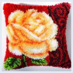 beautiful pillow in carpet embroidery technique