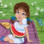 embroidery Girl with watermelon