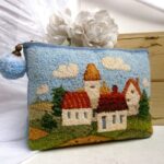 cosmetic bag with carpet embroidery