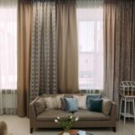 gray curtains in the decor