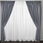 gray curtains in the hall