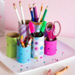 multi-colored pencil holder