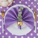 purple napkin fan