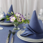 blue tablecloth and napkins