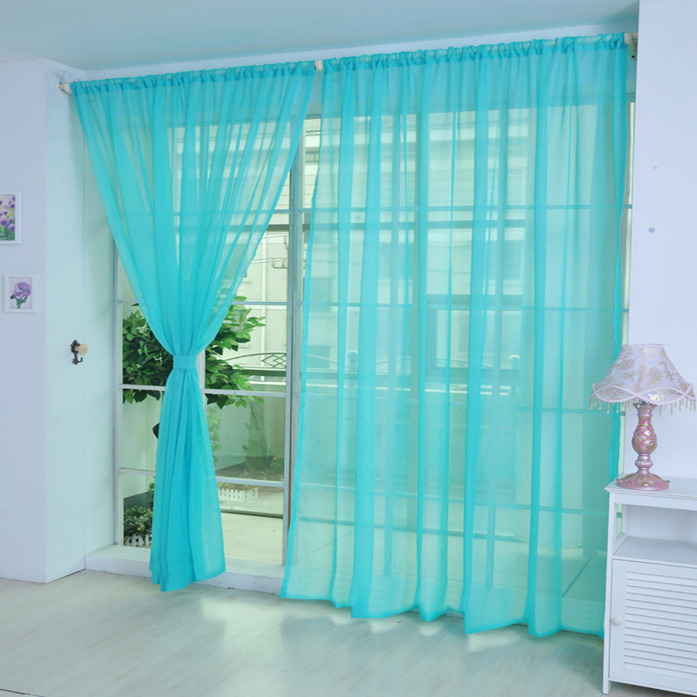 curtains in turquoise color