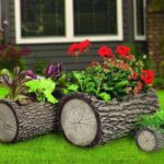 flower beds from logs