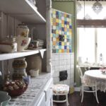 dining area with roman shades