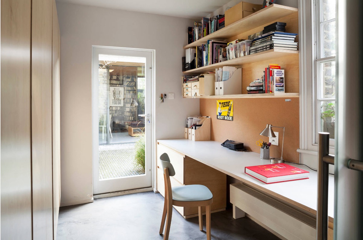 shelves in the room