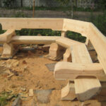 semicircular garden bench