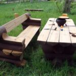 bench and table in the garden