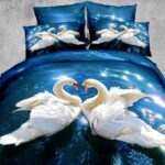 bed with swans