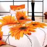 bed with gerberas